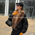 Trendy 2026 Fur Collar Bomber Jacket Women Winter Warm Padded Coat Parkas Luxury Brand Quilted Puffer Jackets Overcoats