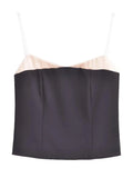 Hit Color Slimming Tube Top for Women Square Collar Sleeveless Spliced Lace Edge Backless Temperament Vests Female
