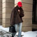 2026 Winter Faux Fur Coat Women Brand Fashion Fluffy Fox Fur Outerwear Overcoat Girl Street Style Furry Warm Jacket