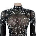 Sparkly Rhinestone Birthday Dress Woman Luxury Sexy Night Club Party Mesh See Through Diamonds Bodycon Mini Dress Vestidos