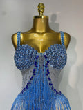 Women Luxury Prom Gowns Sparkly Rhinestones Tassel Mesh Maxi Long Luxury Birthday Celebrity Sexy Evening Club Party Dresses