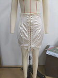 Luxury Lace Up Mini Women Skirt High Waist Lace Trim Minimalist Slim Skirt for Cocktail Party Wear Fashion Summer