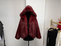 Women Fur Coat Women 2025 Plush Red Bomber Jacket Solid Crop Long Sleeve Jacket Warm Winter Coats Female Casual Coats