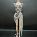 Dress Manufacturer Small Orders Shinny Diamond Tassel Chain Bodycon Mini Dress Woman Sexy Runway Mujer Ropa