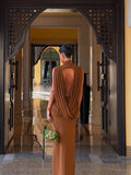 Sexy Draped Cross Elegant Dress Women Summer Turtleneck Sleeveless Backless Street Sexy Fashion Long Bodycon Dress