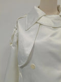 French Retro Windbreaker for Women Lapel Shoulder Pud Long Sleeve Spliced Buttons Loose Basics Coats Female Trendy
