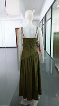 Elegant Ribbon Corset Long Dress For Women Slip Slit Maxi Dresses Evening Bridesmaid Wedding Guest Olive Green Black Cocktail