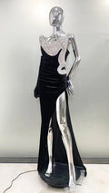 Women Celebrity Sexy Strapless Backless Diamonds Beading Maxi Long Gowns Dress Elegant Evening Party Club Dress Vestido