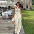 Floral Print Ruched Strapless Tube Top Elastic Waist Wide Leg Pants 2-Piece Set 2026 Summer Women Resort Bohemian Casual Outfit
