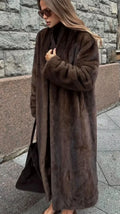 Luxury Faux Fur Maxi Coat Chic Women Open Front Stand‑collar Long Sleeve Oversized Outerwear Winter Autumn New Warm Fashion 2026