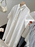 Original: 100% Linen, High-quality, Summer New Women's Clothing Series Short-sleeved Linen Blouse-style Dress
