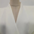 Irregular Office Tunic Coat for Women V Neck Long Sleeve Shoulder Pud Design Spliced Hollow White Jackets Female