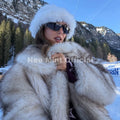 Winter 2026 Women Vintage Glam Power Shoulder Faux Fur Coat Iconic Girls Luxury Striped Fake Fur Jackets Cozy Overcoats