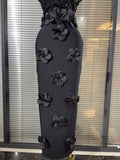Black Red Women Shining Sequins Florals Sexy O-Neck Bodycon Bandage Long Dress Evening Party Christmas Birthday Outfit