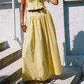 Solid Two Piece Set Dor Women Square Neck Sleeveless Top High Waist Loose Skirts Sets Female Fashion
