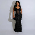 Women Sequins Long Dresses Spaghetti Strap Sexy Celebrity Party Maxi Evening Dress Birthday Luxury Vestidos