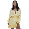 Elegant Asymmetric Cascading Ruffles Mini Dress Women Loose Solid V-neck Full Sleeve Button Summer Dresses  Lady Robes New