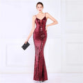 Women Spaghetti Strap Party Maxi Dress Sexy V Neck Evening Green Sequin Dress Elegant Long Prom Dress Vestido Longo