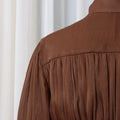 Luxury Afternoon Tea High Neck Pleated Maxi Dress for Women Puff Sleeve Ruched Waist Tiered Flared Skirt for Wedding Guest