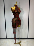 Women Luxury Black Mesh See Through Crystal Diamond Bodycon Dress Sexy Evening Party Club Nightclub Dress Singer Stage Costume