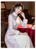 Pink Aodi Qipao Improved Chinese Stye Dress Women Warm Chesongam Princess Style Evening Party Vestidos Hanfu Dress for Lady