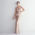 Women Strap Party Maxi Dress Sexy V Neck Evening Dress Celebrity Purple Sequin Dress Long Prom Formal Occasion  Dress