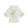 Olive Girl Red Embroidered Embroidered Top for Garden Wedding 2026 Fairycore Photoshoot Everyday Wear S-XL XS-3XL Plus Size Embroidered Romantic Garden Party Editorial Not Costume Embroidered Top Chinese Top Blouse Chinese Heritage Fashion Women