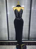 3 Colors Women Sexy Strapless Shining Crystal Bodycon Long Bandage Dress Evening Party Celebrate Elegant Cocktail Outfit