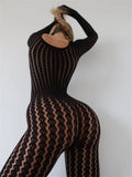 Wmstar Jumpsuit Women Wholesale Fashionable Seamless Striped Jacquard One-piece Long Sleeved One Piece Outfits Drip Shopping