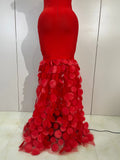 Women Elegant Flower Lace-Edged Sleeveless Bodycon Long Bandage Dress Sexy Evening Party Birthday Prom Formal Wedding Guest Gown