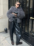 Fashion Luxury Cropped Faux Fur Coat Women's Winter 2025 Ins Hot Fluffy Short Faux Fur Jacket Street Style Warm Outwear