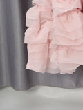 Elegant Spliced Tiered Ruffles Dress for Women O Neck Sleeveless Patchwork Lace Up Slim Formal Evening Puff Dresses Female