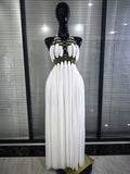 Women Sexy Hollow Out Backless Mesh Long Dress Celebrate Eveing Birthday Party Nightclub Bar Celebrity Stage Performance Costume