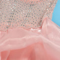 Sexy Rhinestone Bodycon Ruched Puff Suspenders Dresses Women Sheer Mesh Birthday Party Night Clubwear Summer Dresses Robes
