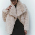Chic Ins Blogger Brand Fashion Fake Fox Fur Jacket Coat Women 2026 Winter Luxury Design Big Collar Fur Coats Cool Girls Overcoat