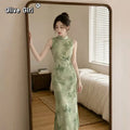 Olive Girl Green Romantic Qipao for Garden Wedding 2026 Fairycore Photoshoot Everyday Wear S-XXL XS-3XL Plus Size Romantic Garden Party Editorial Not Costume Qipao Cheongsam Chinese Dress Chinese Heritage Fashion Women