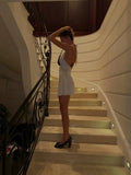 Fashion Polka Dot Dress Vintage High Waist Sleeveless Backless Neck Lace-up Dress Sexy Party Luxury Women Dresses Y2k