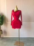 Women Long Sleeve Floral Applique Skew Collar Stacked Ruched Bodycon Midi Dress Vacation Holiday Party Birthday Dresses