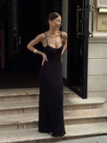 Sexy Knitted Suspender Dress For Women Summer Plunge Slim Long Dress High Waist Elegant Rib Knit Dress Vacation Clothes