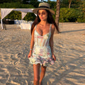 Feminine Floral Print Lace Trim Cami Mini Dress Sweetheart Neckline Ruffle Hem 2026 Summer Holiday Women Casual Sweet Vestido