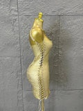 Women Sexy Metallic Gold Silver Bronze Bodycon Dress with Thin Straps and Drawstring Hem Evening Event Women Clubwear Outfit