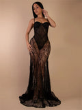 Sexy Mesh Jacquard Dress Women See Through Patchwork Sleeveless Backless Stretch Skinny Midnight Party Club Vestidos