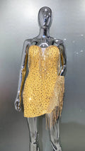 Women's Super Shiny Gold Sequin Fringed Glam Tube Top Jumpsuit Socialite Fashion Banquet Party Performance Outfit Party Dresses