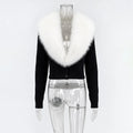 Elegant Faux Fur Coats Women's Warm Puffy Slim Long-Sleeve Collared Cardigan Winter Fashion High-Street Women Outwear