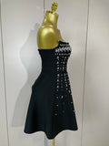 Sexy Sleeveless A Line Bandage Mini Dress Women Luxury Diamonds Birthday Party Gowns Evening Celebrity Club Show Wear Vestido