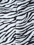 Zebra Stripe Print Two Piece Set for Women Lapel Long Sleeve Spliced Zipper Short Coat Mid Waist Knee Skirt Female