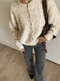 Women's Grey Wool Knitted Cardigan Elegant Button Large Size Sweater Knitwears Cardigans New Winter Fall Clothes Gray Red White