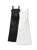 Sexy White Satin Maxi Dresses for Women Square Collar Sleeveless Tunic Fishtail Classic Dinner Dress Female Fashion