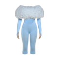 Furry Slash Neck Jumpsuit Woman Sexy Hollow Patchwork Full Sleeve Backless Skinny Hottie Street Autumn New Overalls