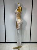 Women Luxury White Pearl Sequines Mesh Transparent Long Dress Club Elegant Evening Party Dress Birthday Photoshoot Clothing